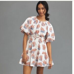NWT Anthropologie Priya Israni Short-Sleeve Printed Mini Dress